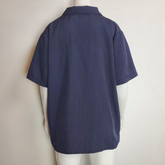 Vintage 80's Christie & Jill Plus Size Navy Polkadot Blouse - Picture 3 of 5